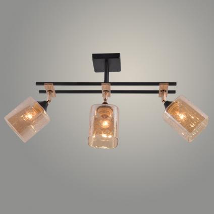 Люстра XA1642B/3 BK+FGD+WOOD черный/золото 3х60W E27 d600 h330, HN25